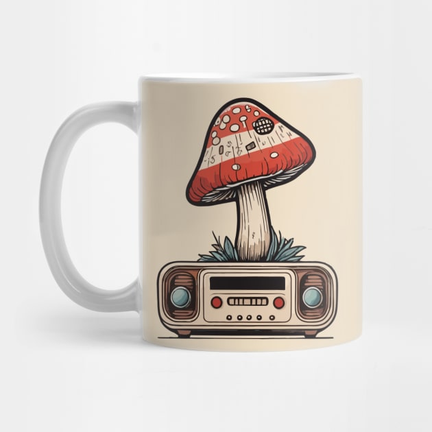 Vintage Radio And Red Muchroom by GreenSpaceMerch